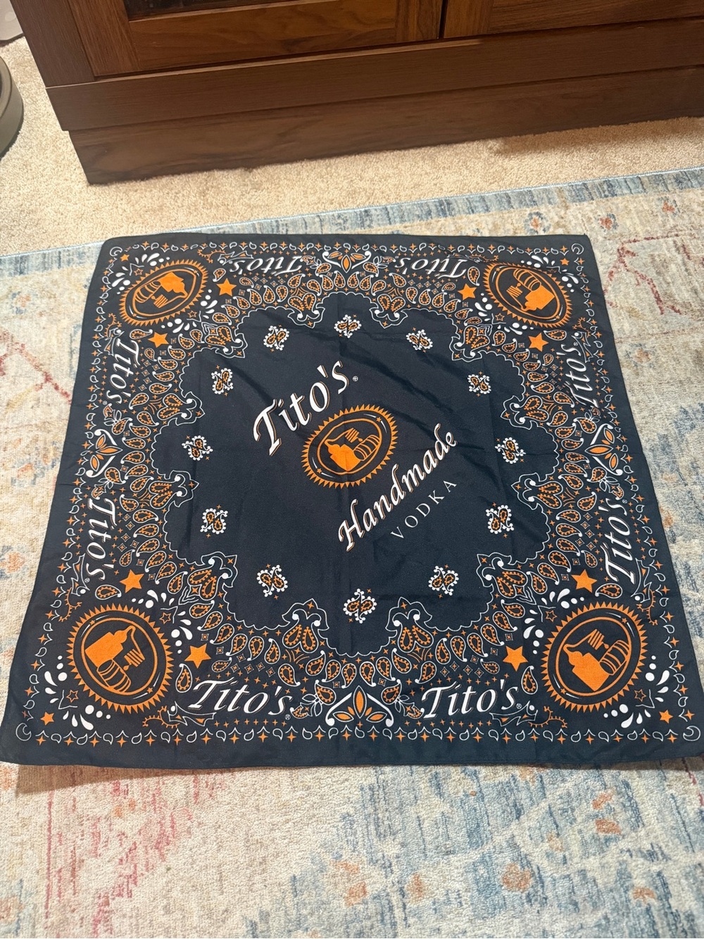 Tito's Handmade Vodka Black & Orange Bandana Scarf